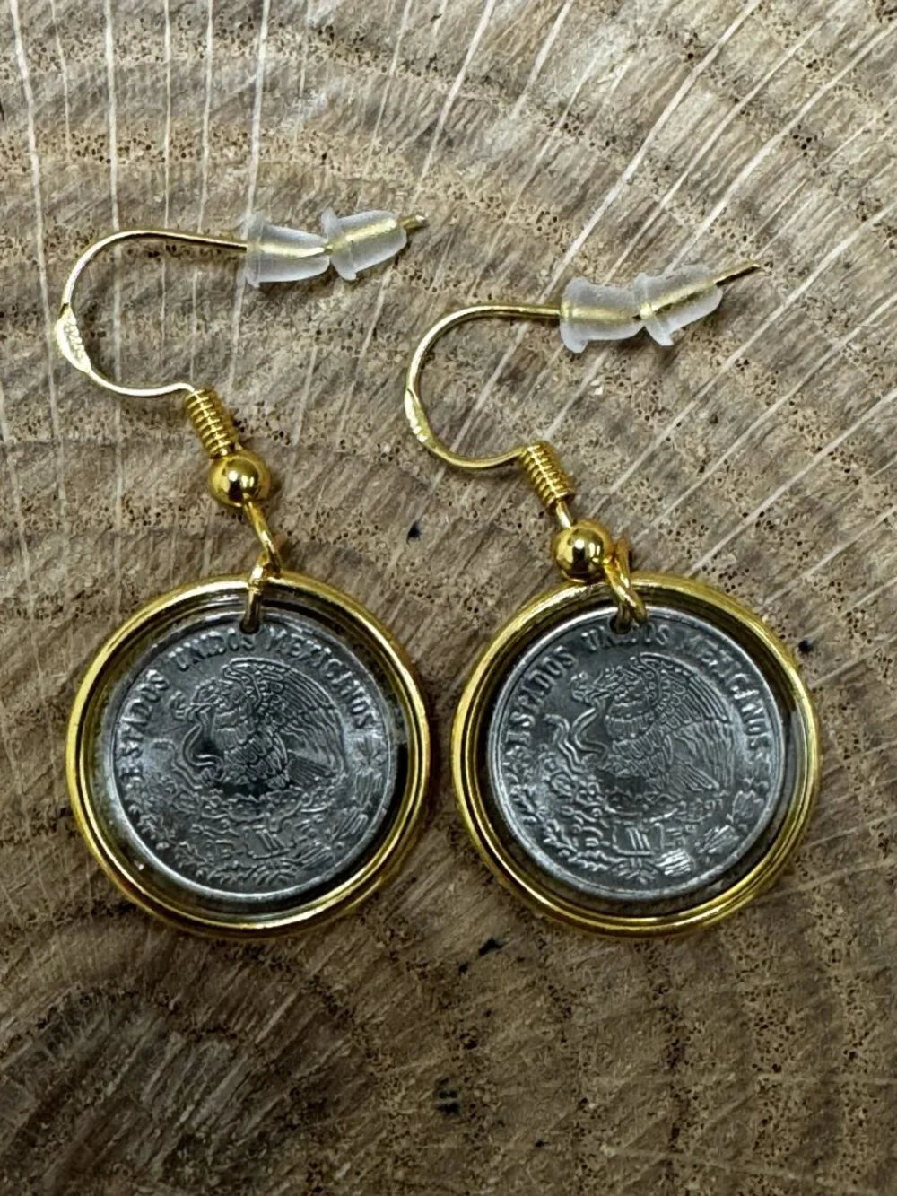 1979 Mexican 10 Centavos Coin Earrings | Handcrafted Resin Mexican Coin Jewelry